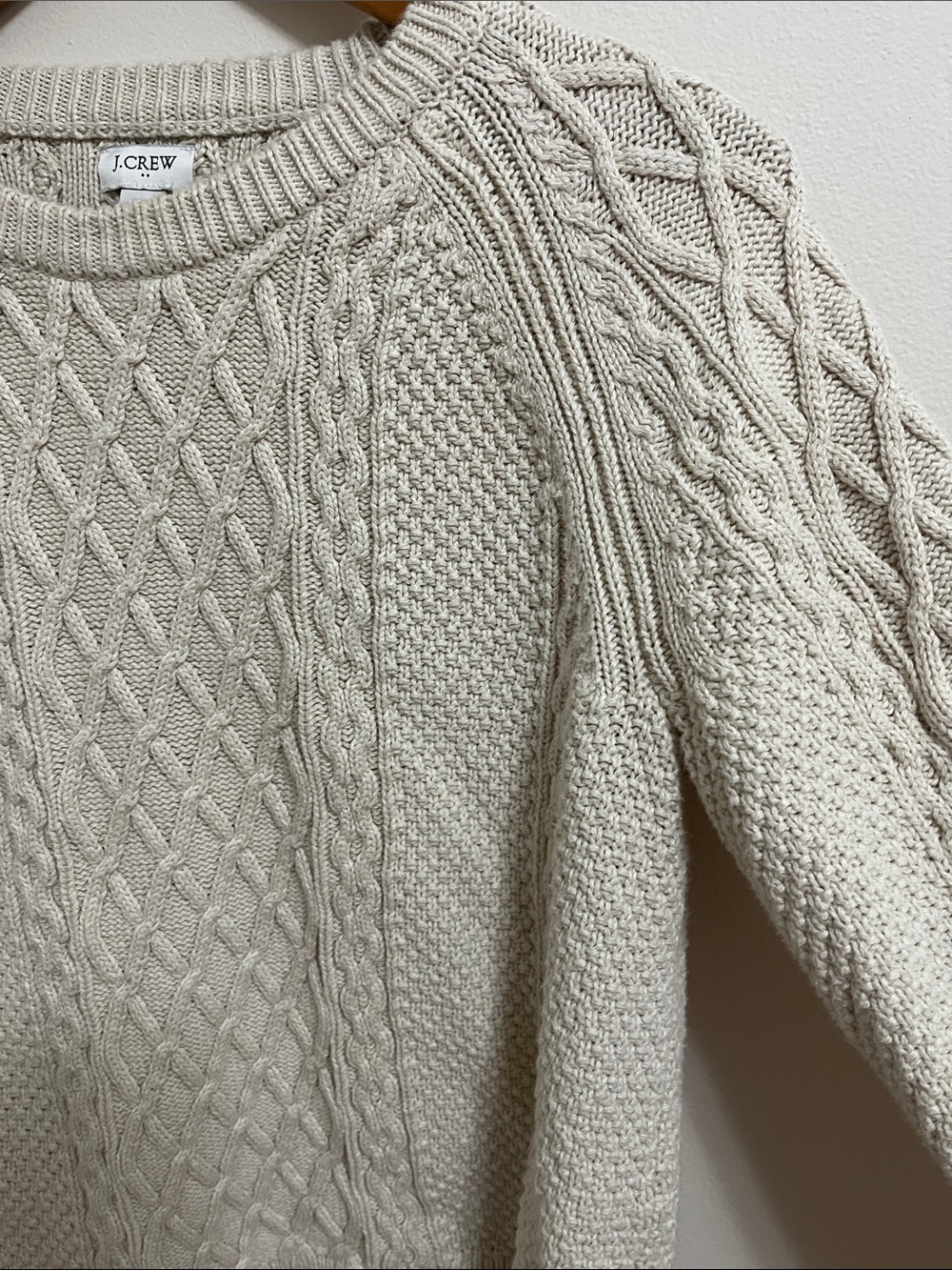 J. Crew Women’s Cable Knit Crewneck Sweater 100% Cotton Chunky Casual Cozy - Picture 5 of 12